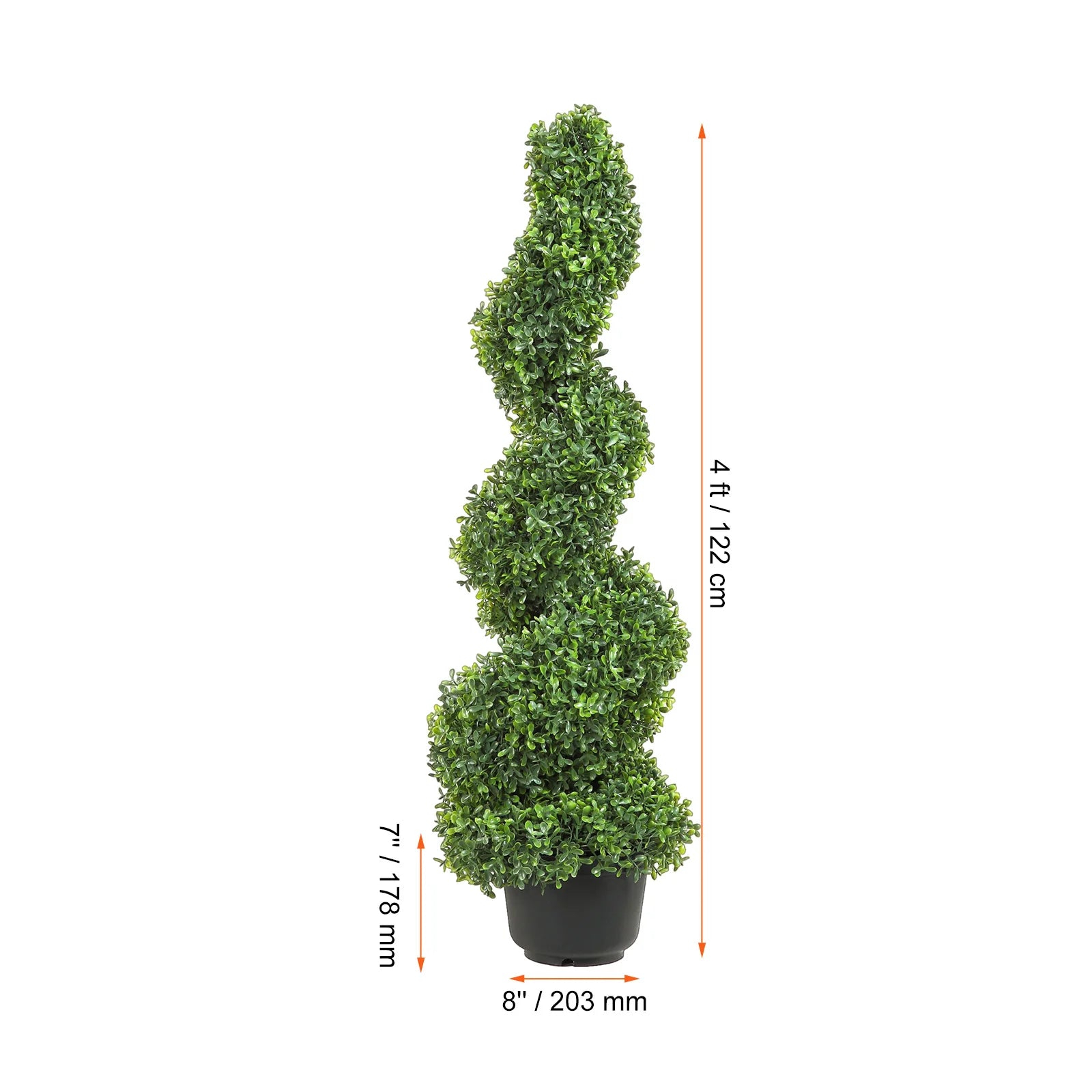 1 or 2 piece Artificial Spiral or Ball Shape Boxwood Topiary 24/36/48 in high realistic greenery