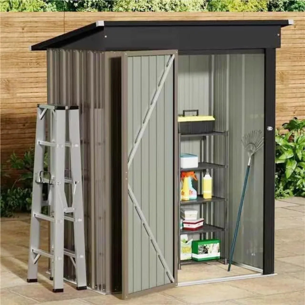 5 x 3 Ft. Outdoor Waterproof Metal Storage Shed with Lockable Door.