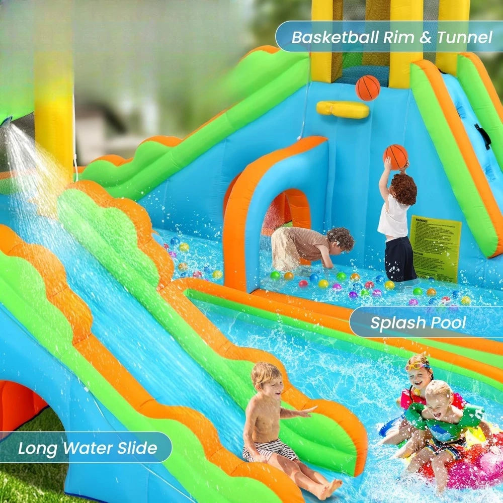 Inflatable Water Slide with Climbing Wall and Bounce House