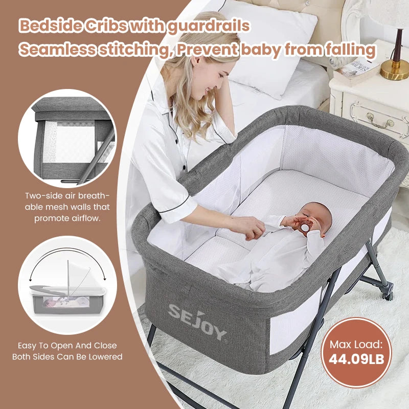Baby Grab-and-go Convertible Rocking Travel Cot/Crib with Mosquito Net for Multi-Functional Use.