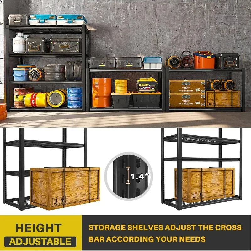 3 Heavy Duty Metal Shelving Units for Garage,