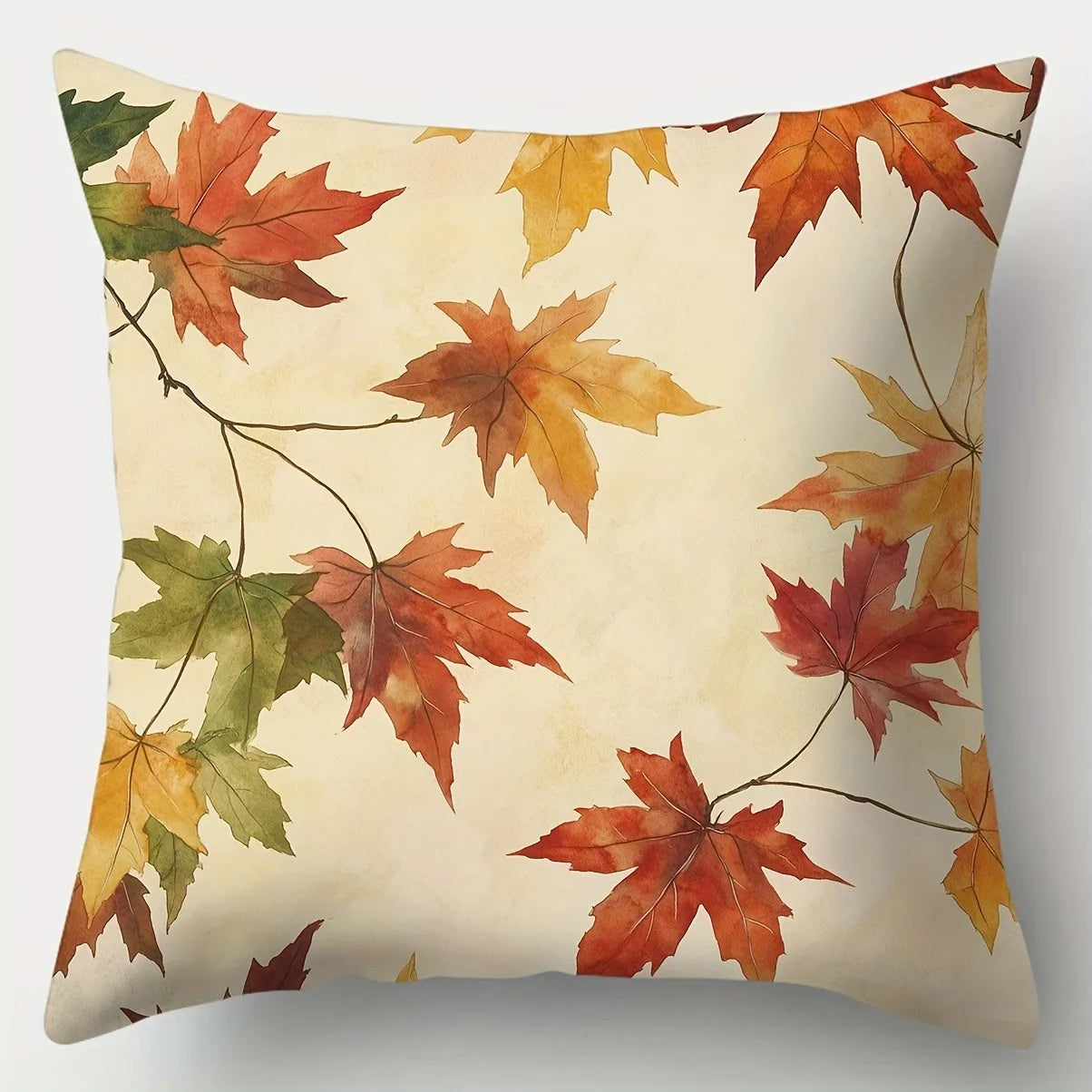 Throw Pillow Cover with Autumn Decor Pattern