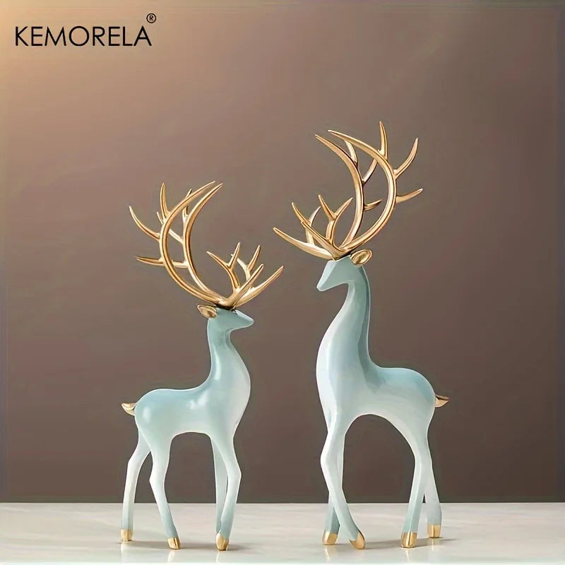 Christmas Elk Resin Statue for Nordic Tabletop Decoration