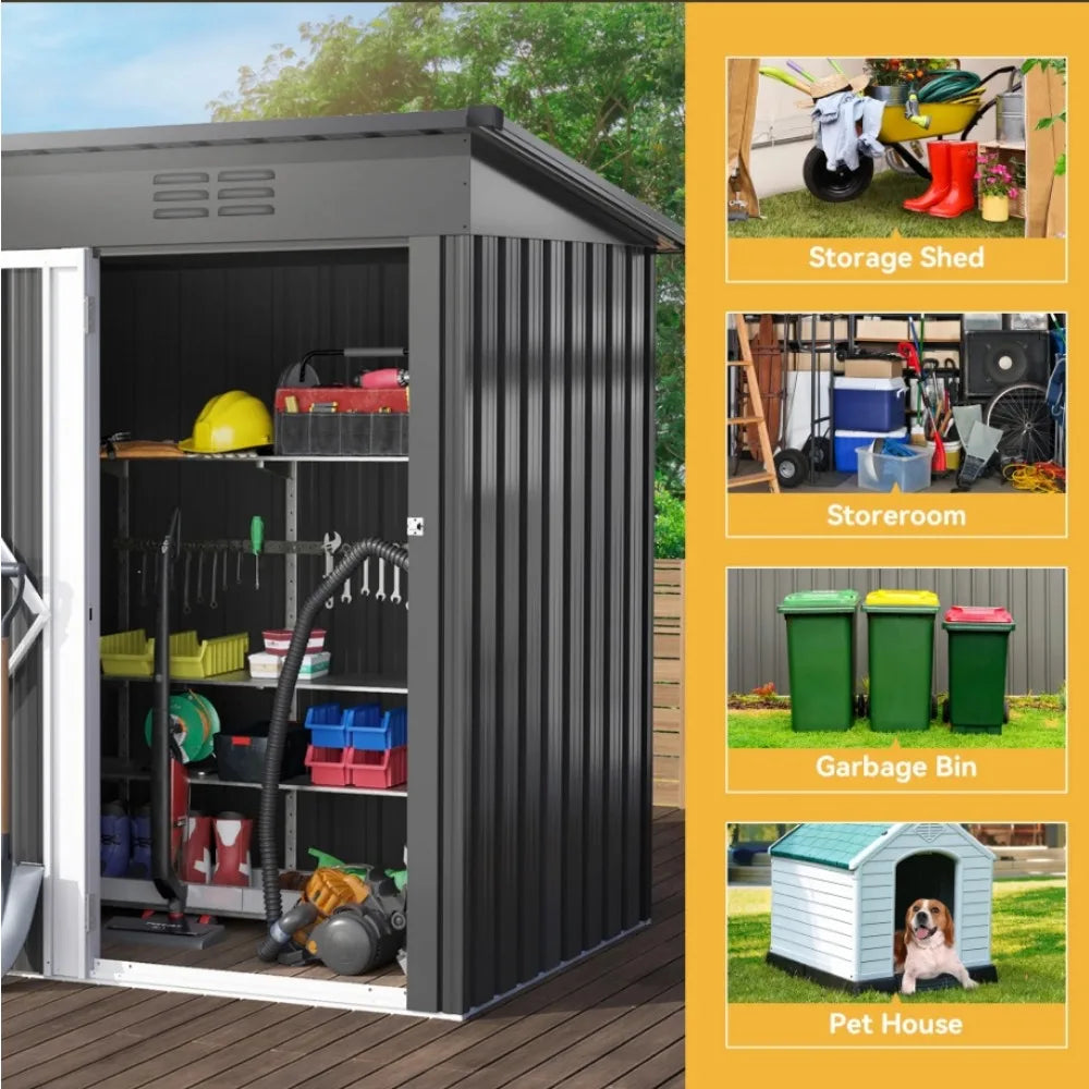 5X3 ft. Metal Storage Shed with Lockable Door & Air Vent,