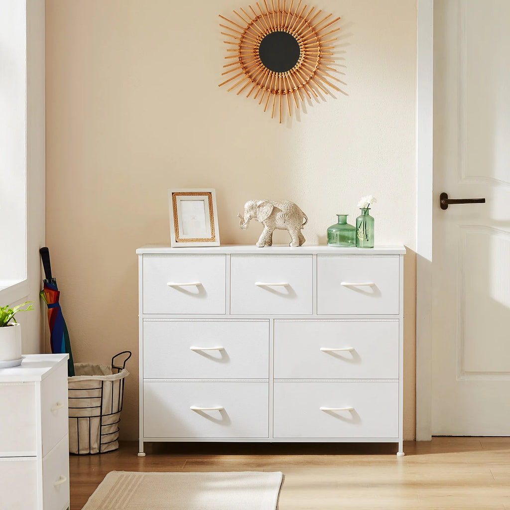 Multi-Use Dresser With Seven Fabric Drawers