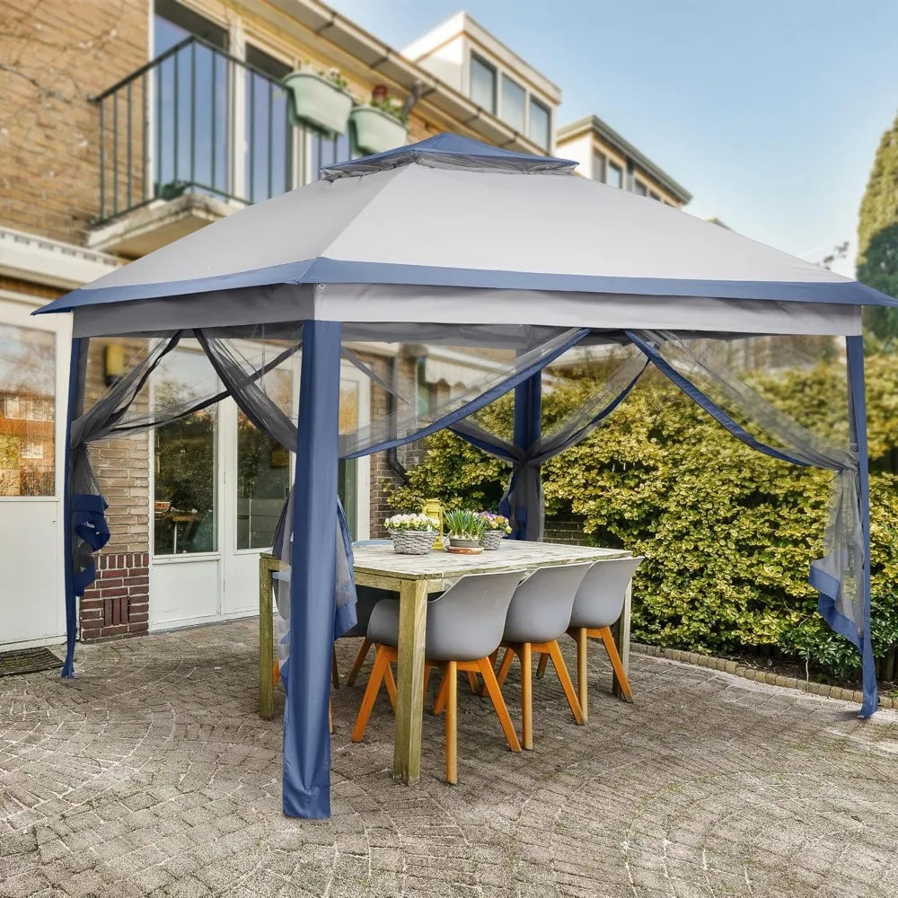 11x11 Pop Up Outdoor Gazebo for Backyard with Wheeled Carry Bag
