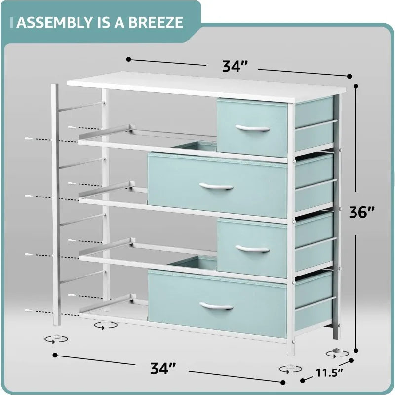 Steel Frame Dresser with 8 Drawers.