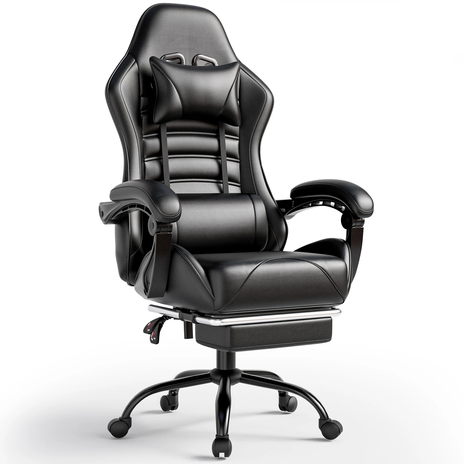 Ergonomic Reclining Racing Style Video Gaming Chair with Footrest.