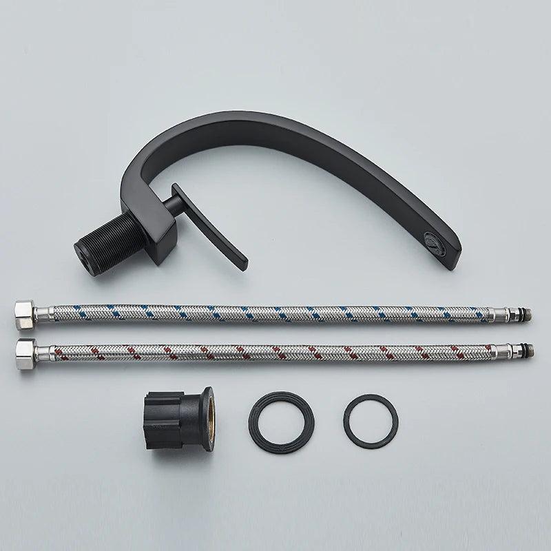 Luxury Black Deck Mounted Sink Faucet for Bathroom.