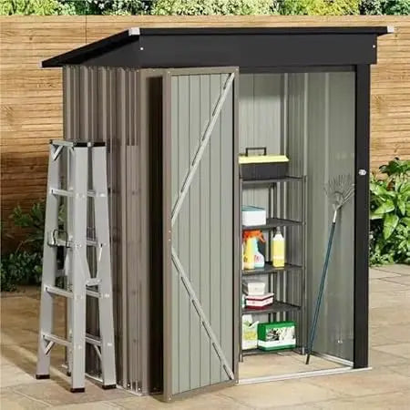 5 x 3 Ft. Outdoor Waterproof Metal Storage Shed with Lockable Door.