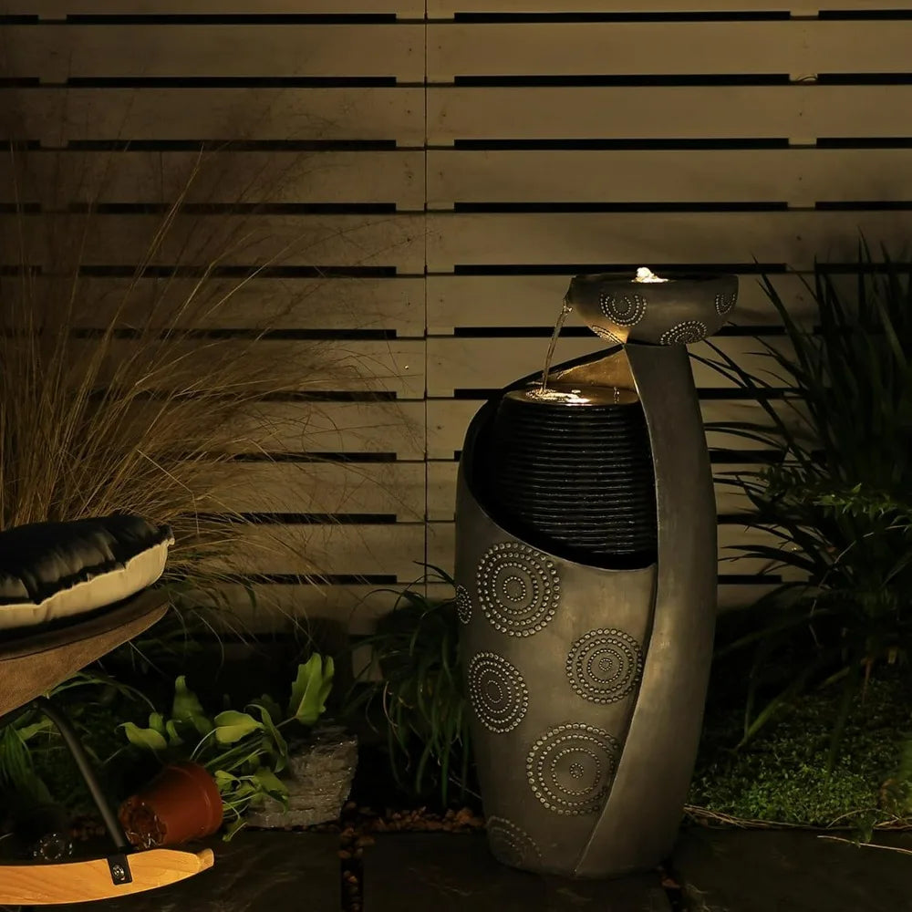 Outdoor or Indoor Floor Standing Water Fountain Feature with LED Light & Pump.