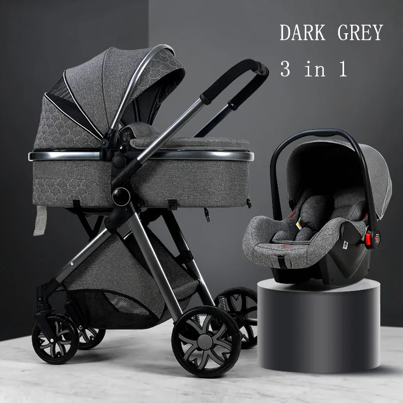 Luxury 3 in 1 Baby Stroller, Cradle and Infant Carrier with Multiple positions
