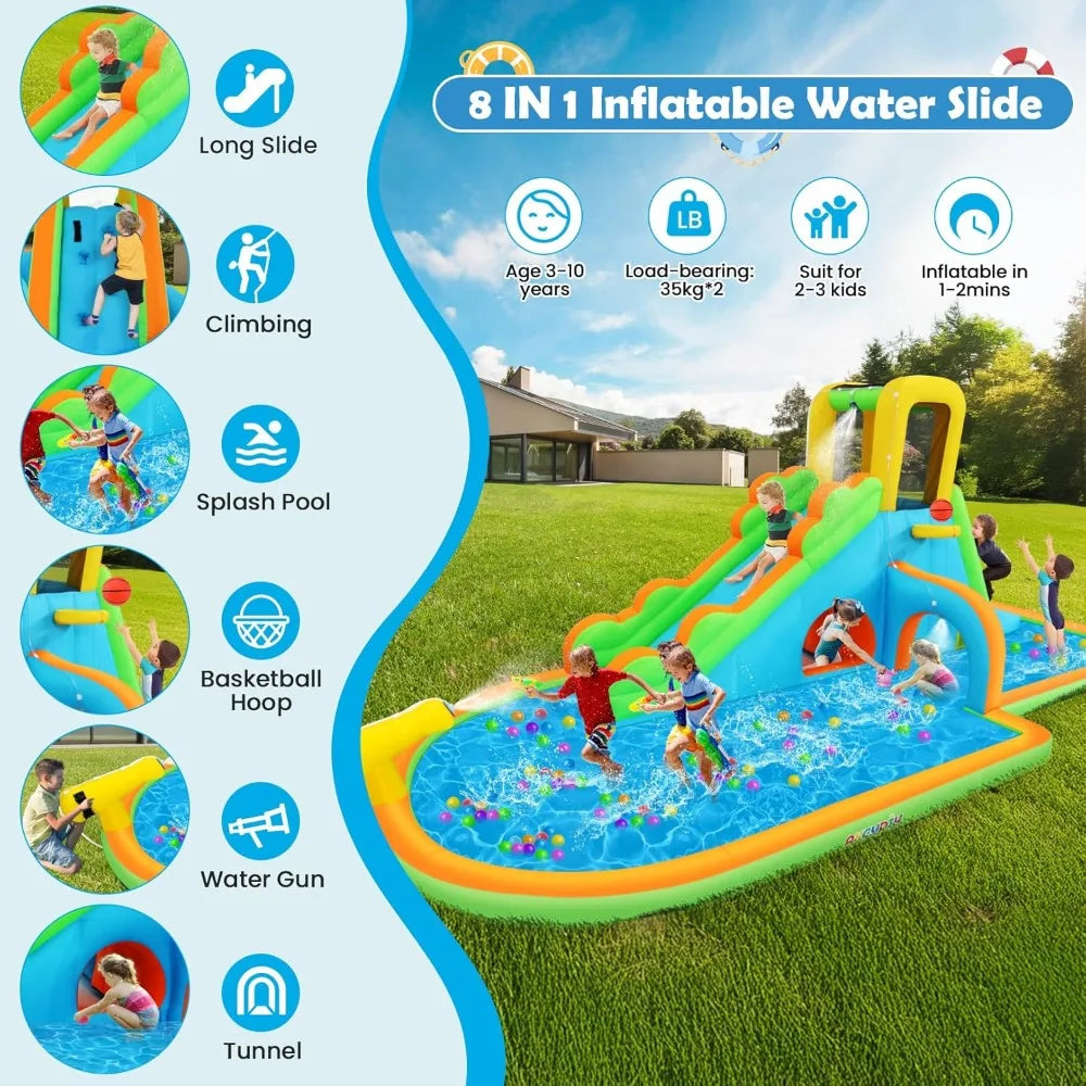 Inflatable Water Slide with Climbing Wall and Bounce House