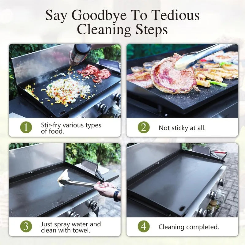 27-Inch 3-Burner Propane Flat Top Grill with Ceramic Coated Cast Iron Griddle.
