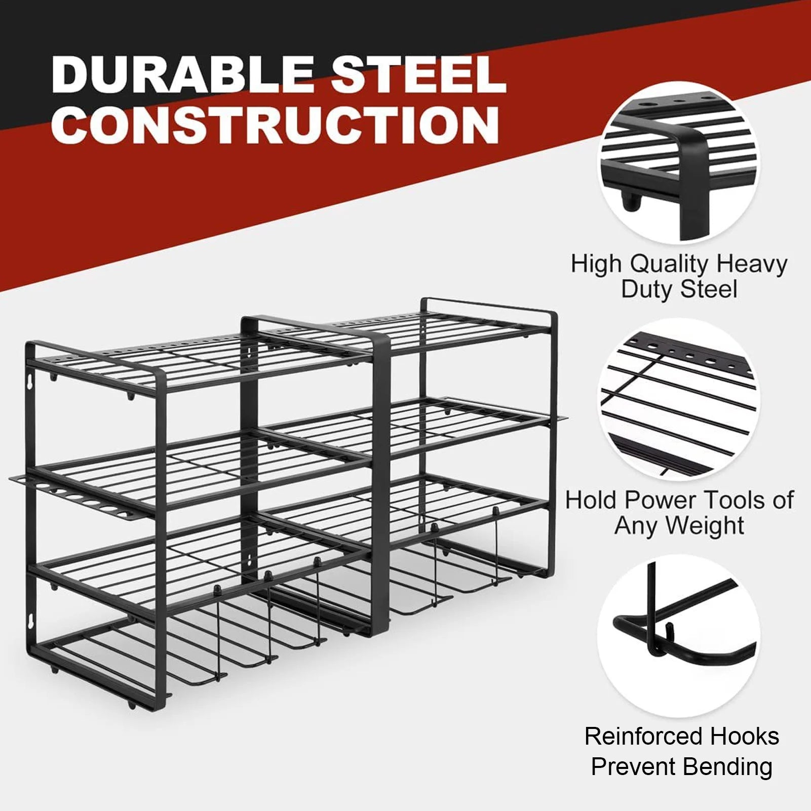 4 Tier Wall Mount Power Tool Organizer .