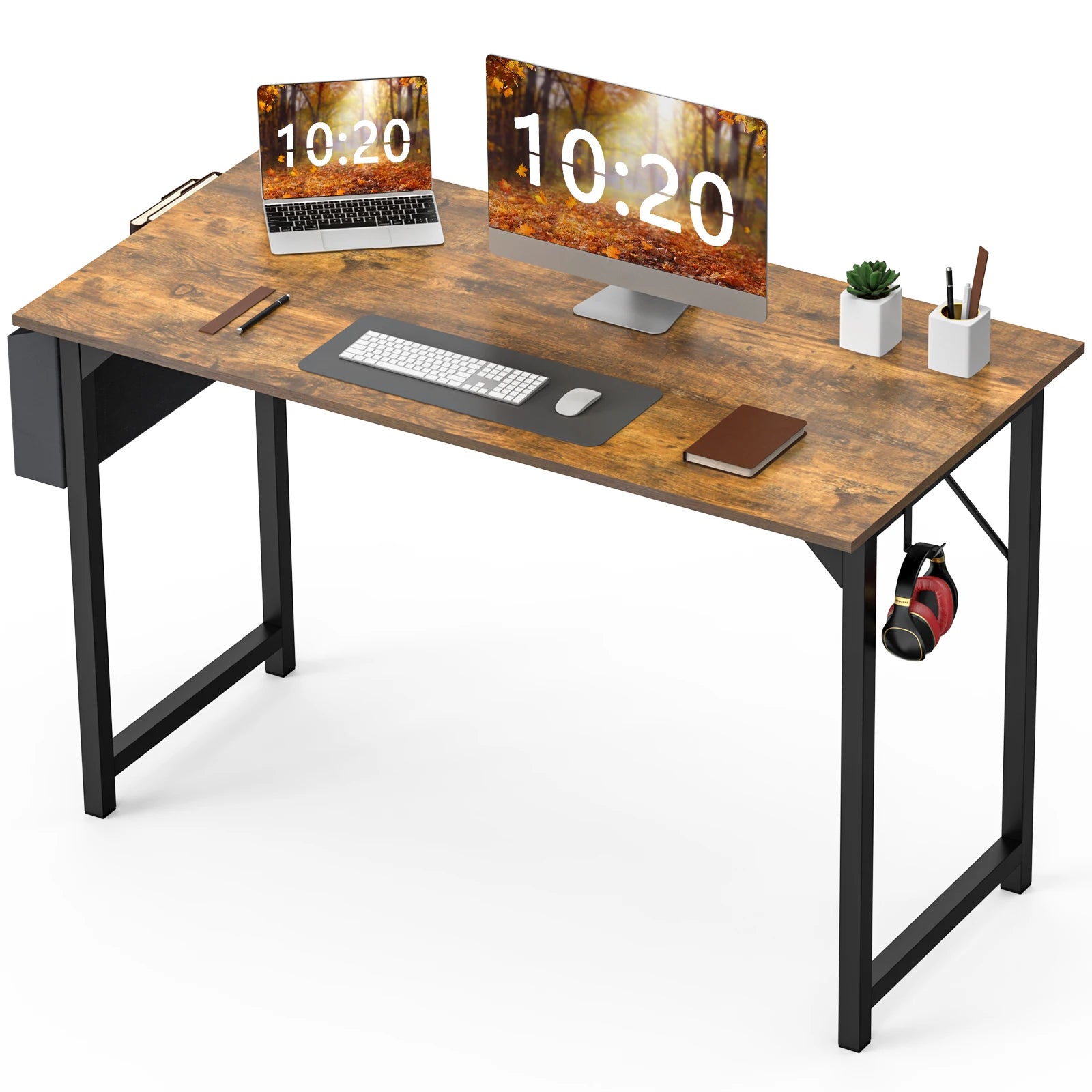 Computer Desk Gaming Table Compact with Side Bag Headphone Hook Easy Assembly