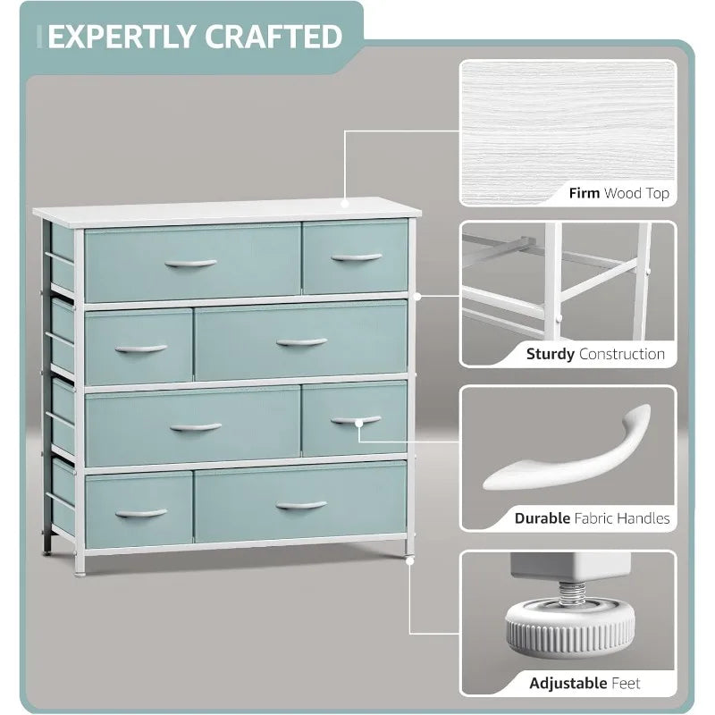 Steel Frame Dresser with 8 Drawers.