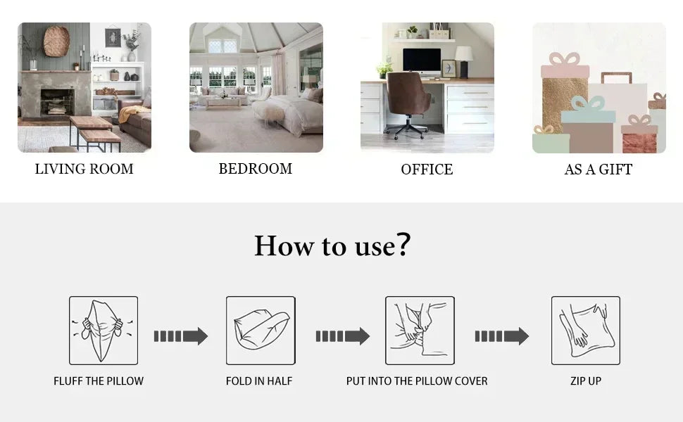 Pillow cover with autumn pattern and zipper