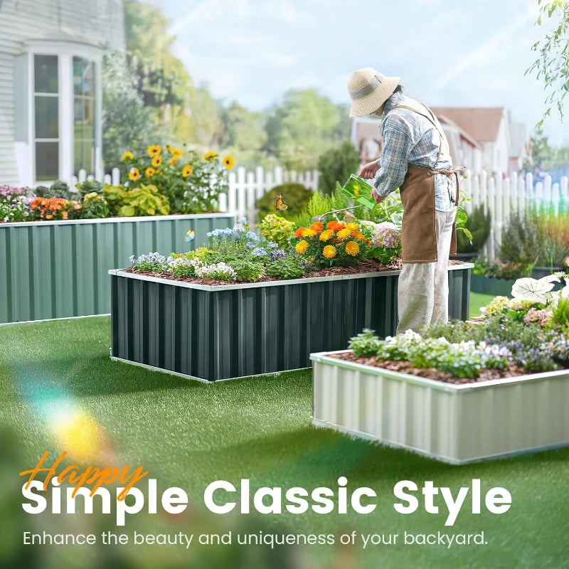 Raised Outdoor Garden Bed 68" x 36" x 12" (2 Pack) for Vegetables, Flowers, and Herbs
