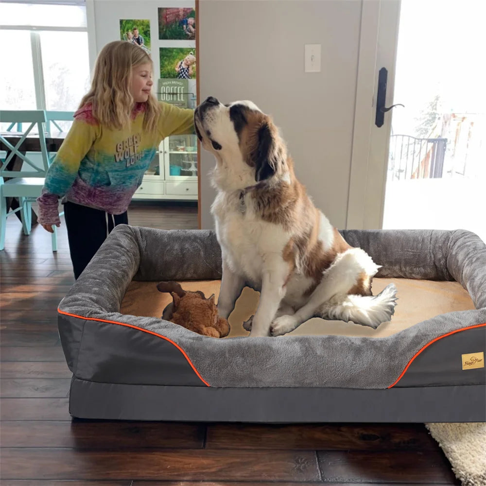 Large Orthopedic Waterproof Memory Foam Pet Sofa with Removable Cover