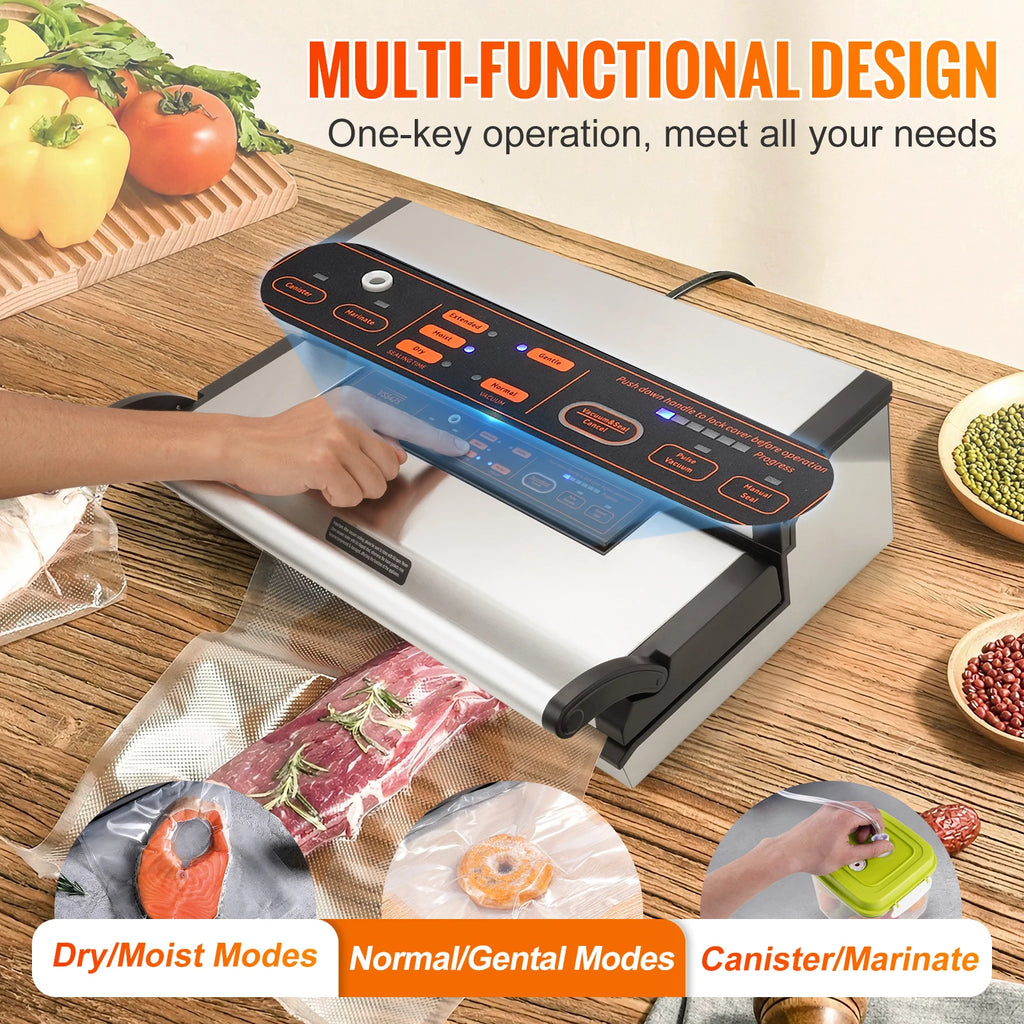 Multifunctional Commercial Vacuum Sealer Machine with Bag Roll Storage Cutter for Home Kitchen