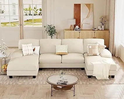 4-Seat Sectional U-Shaped Couches with Chenille Fabric with Removable Pillows. Various Colors.