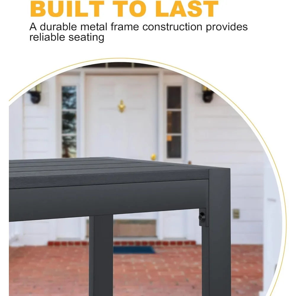 Two 53" Long Backless Metal 3-Person Outdoor Benches