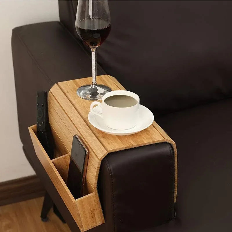 Bamboo Foldable Wood Sofa Armrest Tray