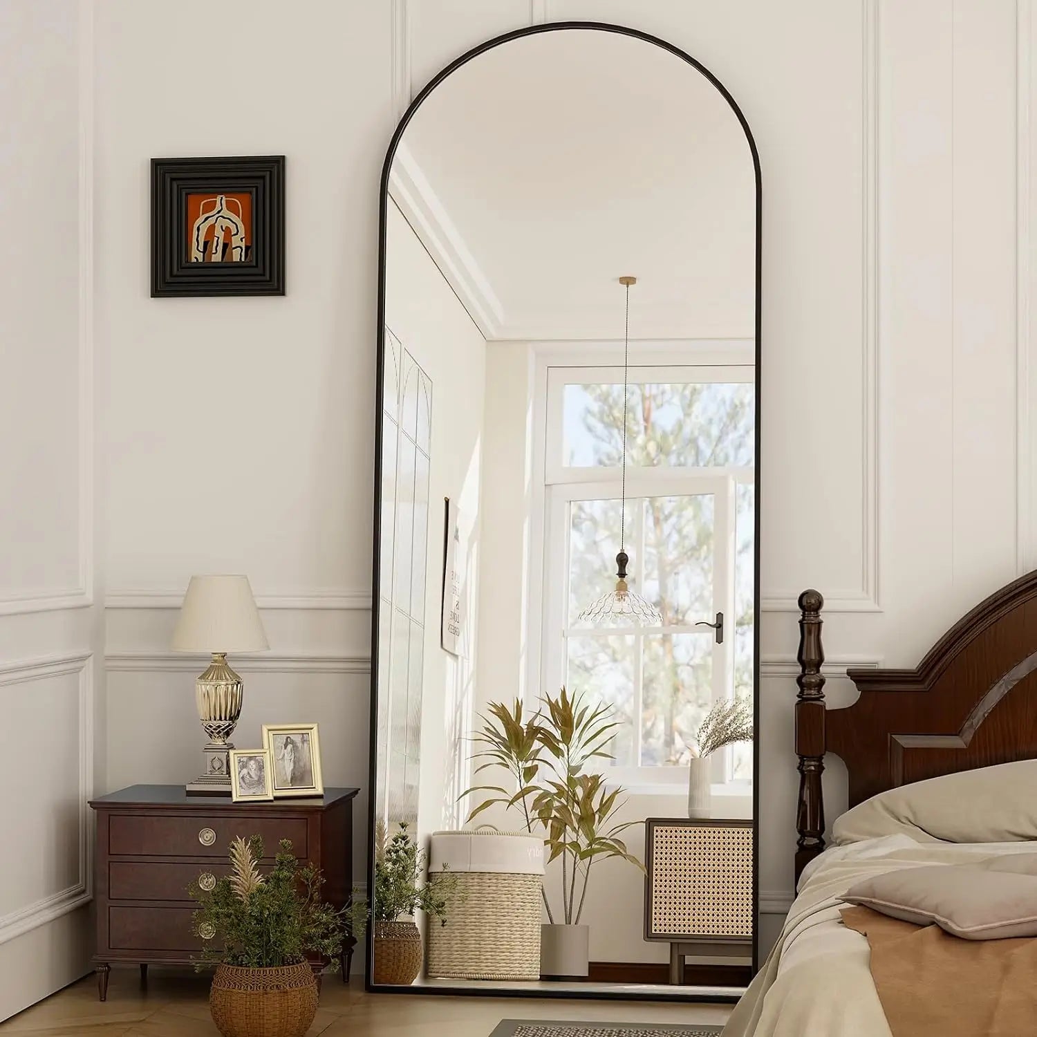 21x64 inch Arched Full Length Aluminum Alloy Mirror in Black or Gold.