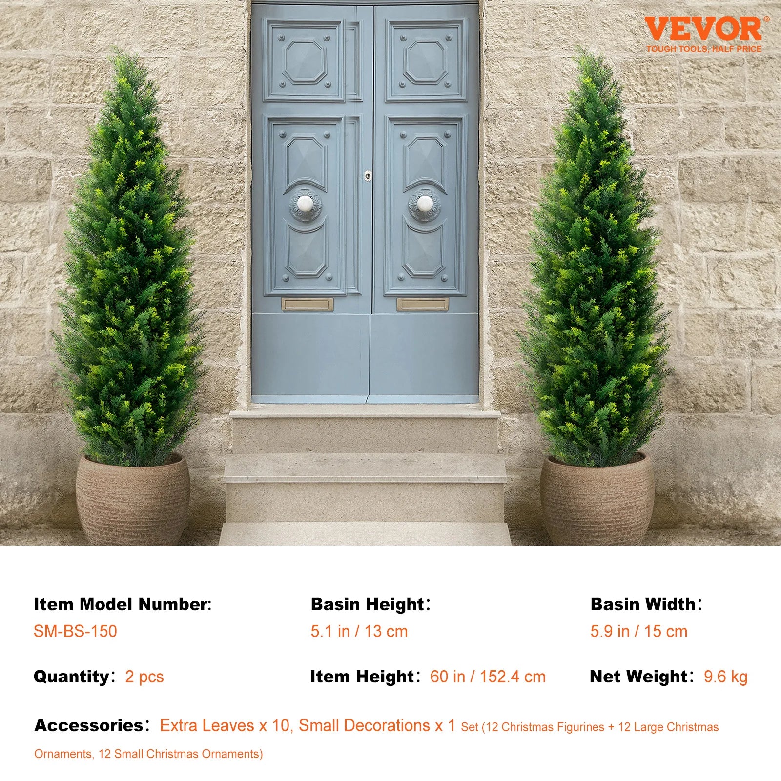 Artificial Cedar Topiary Tree  for Outdoor Home Decor with ten extra leaves.