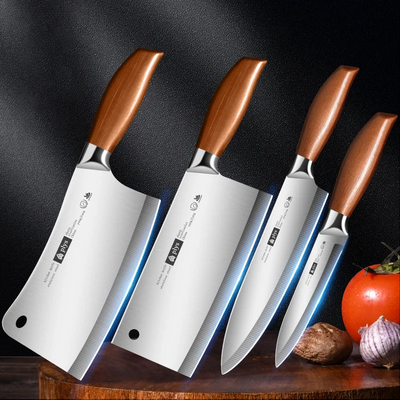 Professional 4-Piece Kitchen Knife Set with Cleaver,  Slicer, Chef Knife, and Paring knife