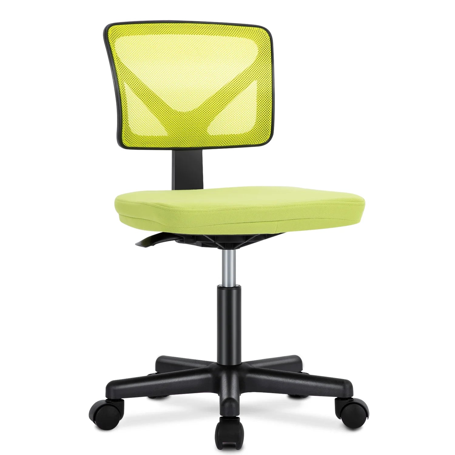 Armless Mesh Office Chair with Lumbar Support, Low Back, Adjustable Height and Swivel Seat.  Various colors.