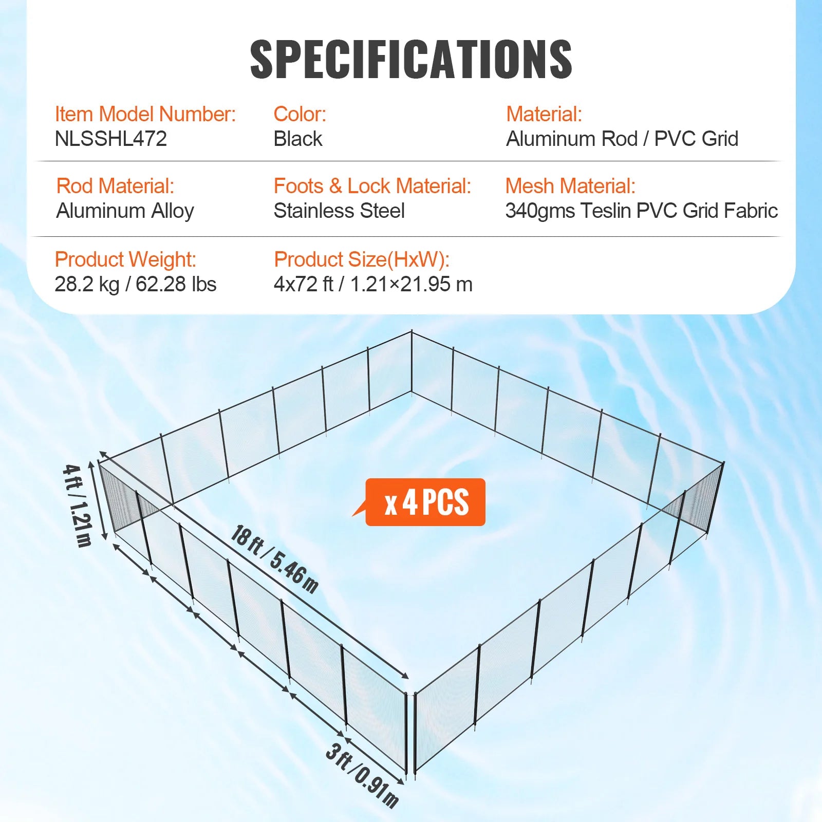 VEVOR Removable Child Safety Fence  for Inground Pools.  Teslin PVC Fence Mesh Protects Kids and Pets