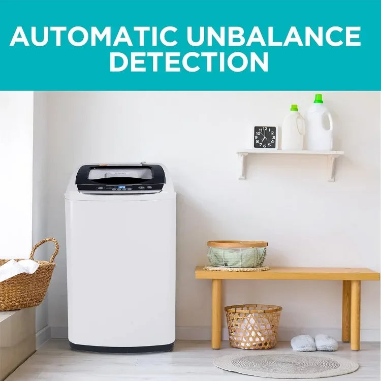 Small Portable 5 Cycle Washing Machine for Household Use with LED Display.