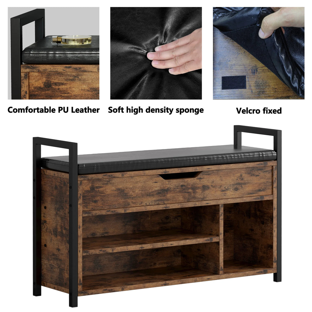 Bench with Lift Top Storage for Entryway or Bedroom