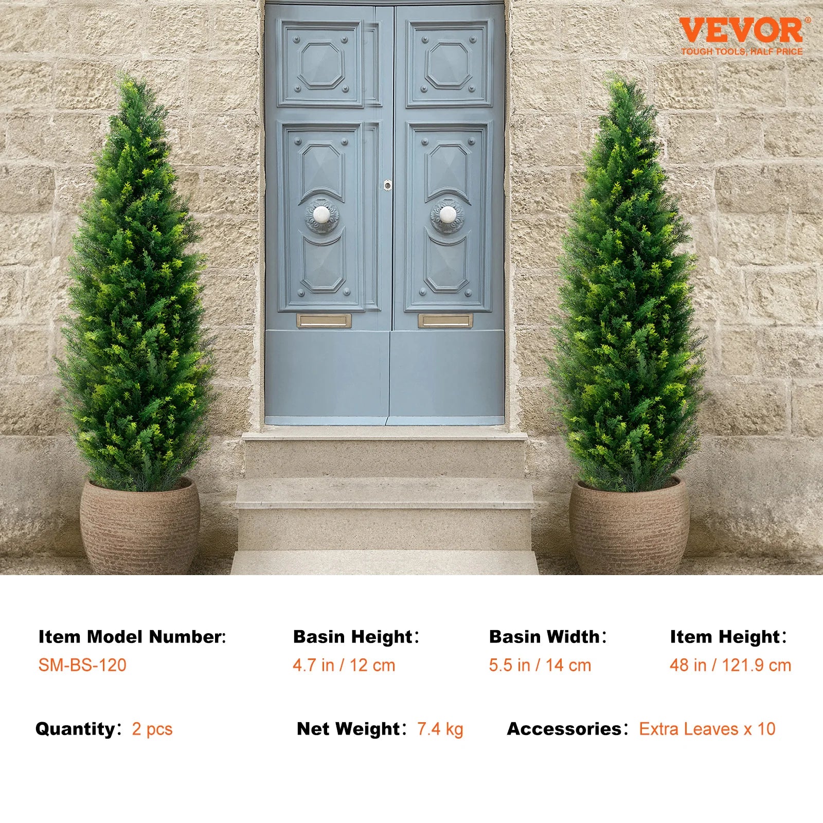 Artificial Cedar Topiary Tree  for Outdoor Home Decor with ten extra leaves.