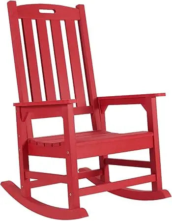 Set of 2 Poly Lumber Oversized Outdoor Rocking Chairs in Various Colors.