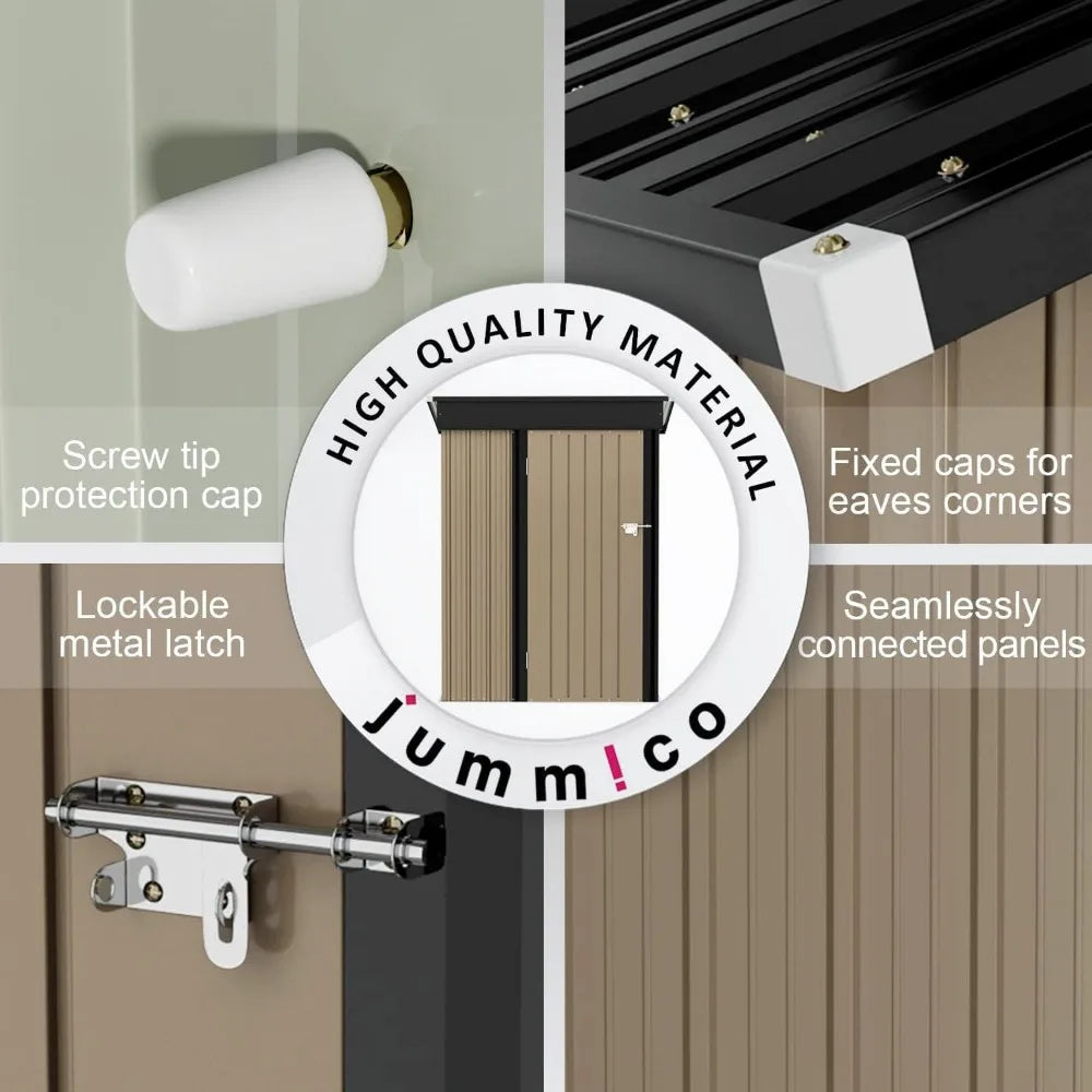 5 x 3 Ft. Outdoor Waterproof Metal Storage Shed with Lockable Door.