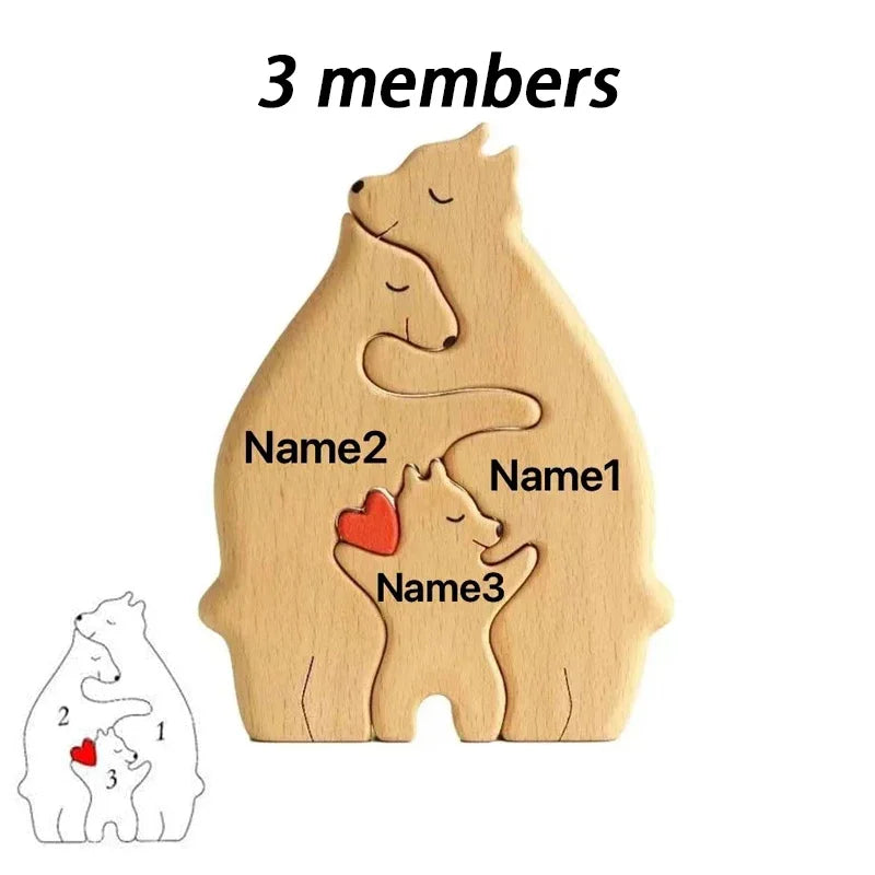 Personalized Customed Wooden Bear Family Puzzle