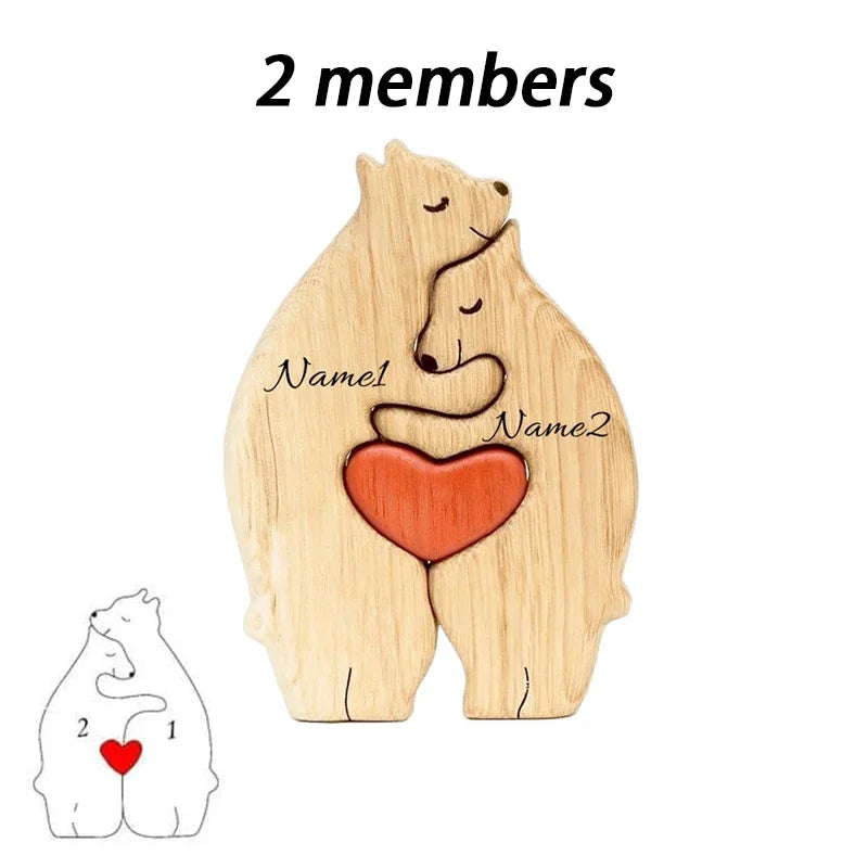 Personalized Customed Wooden Bear Family Puzzle