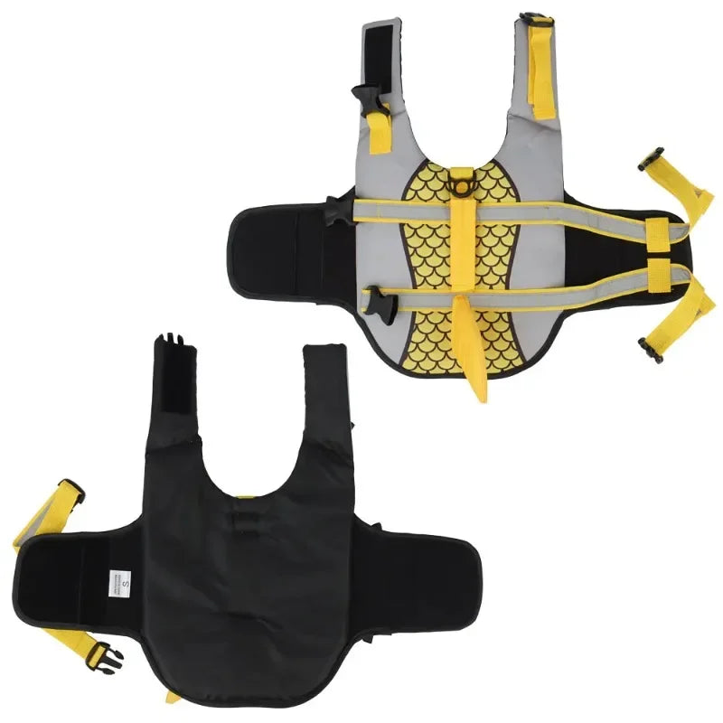 Shark Dog Life Jacket with Handle and Enhanced Buoyancy for Swimming;; May be used for Halloween Costume for Dog