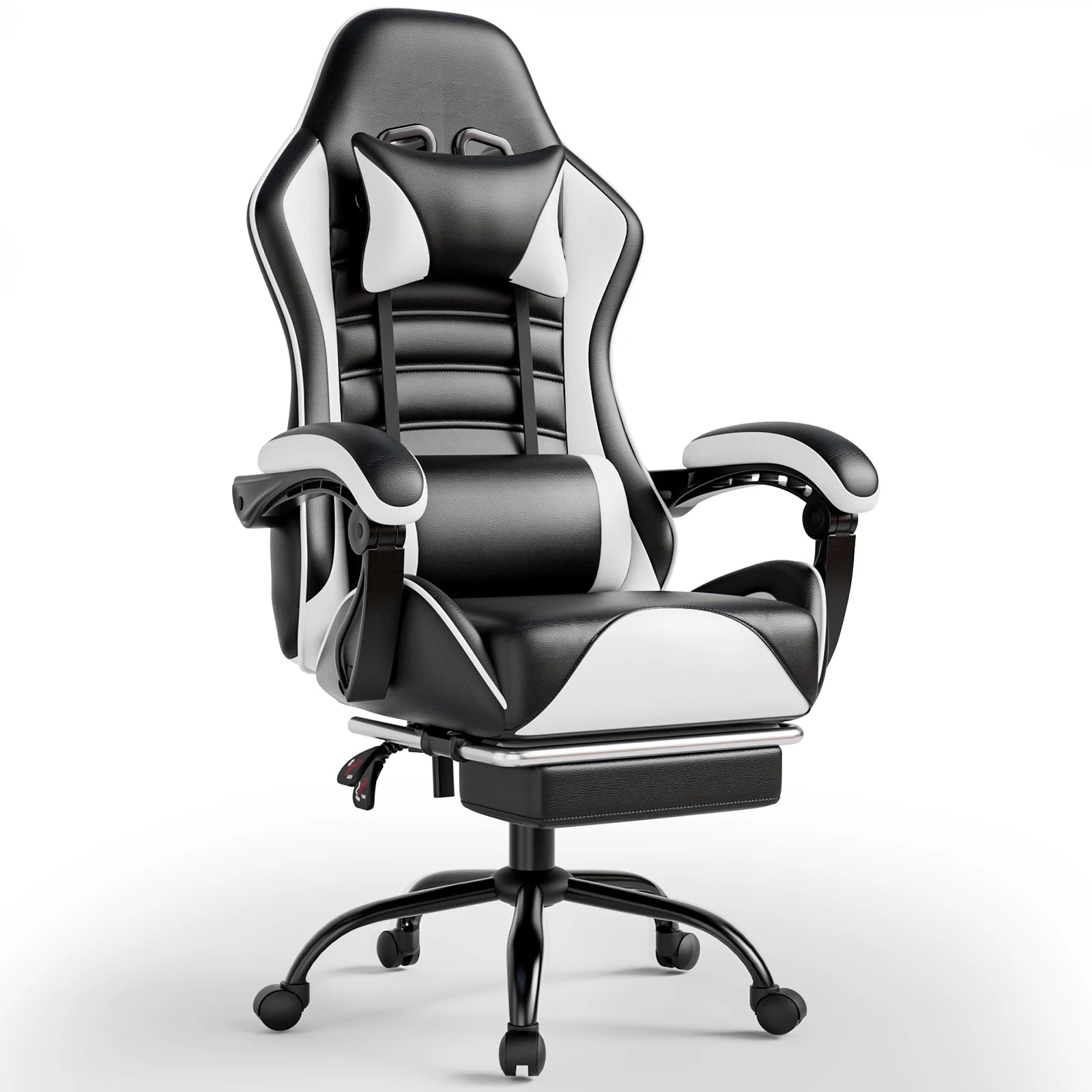 Ergonomic Reclining Racing Style Video Gaming Chair with Footrest.