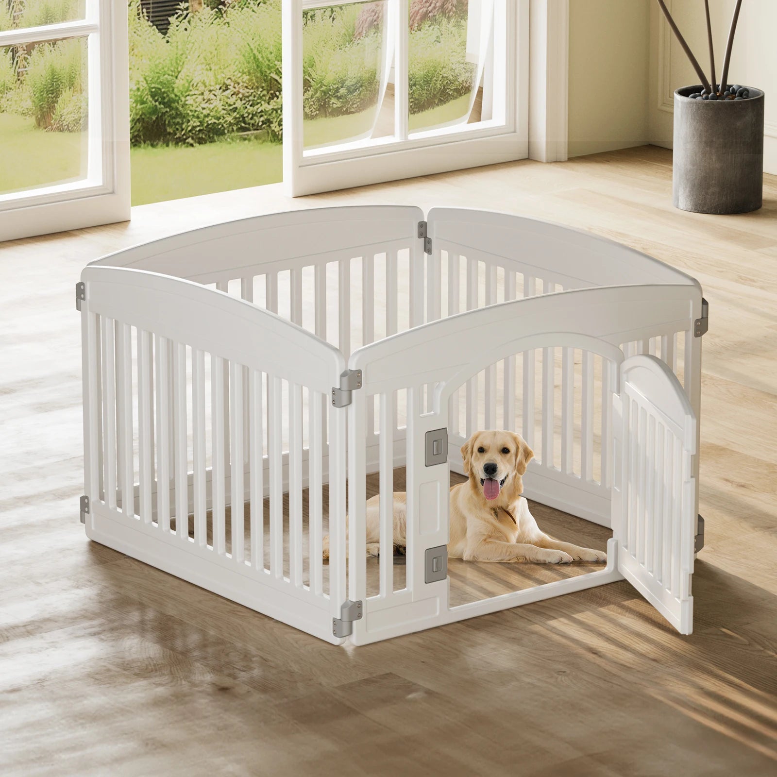 Plastic Dog Expandable and Durable Playpen. Foldable and Durable for Use Indoor or Outdoor with  Small to Medium Pets