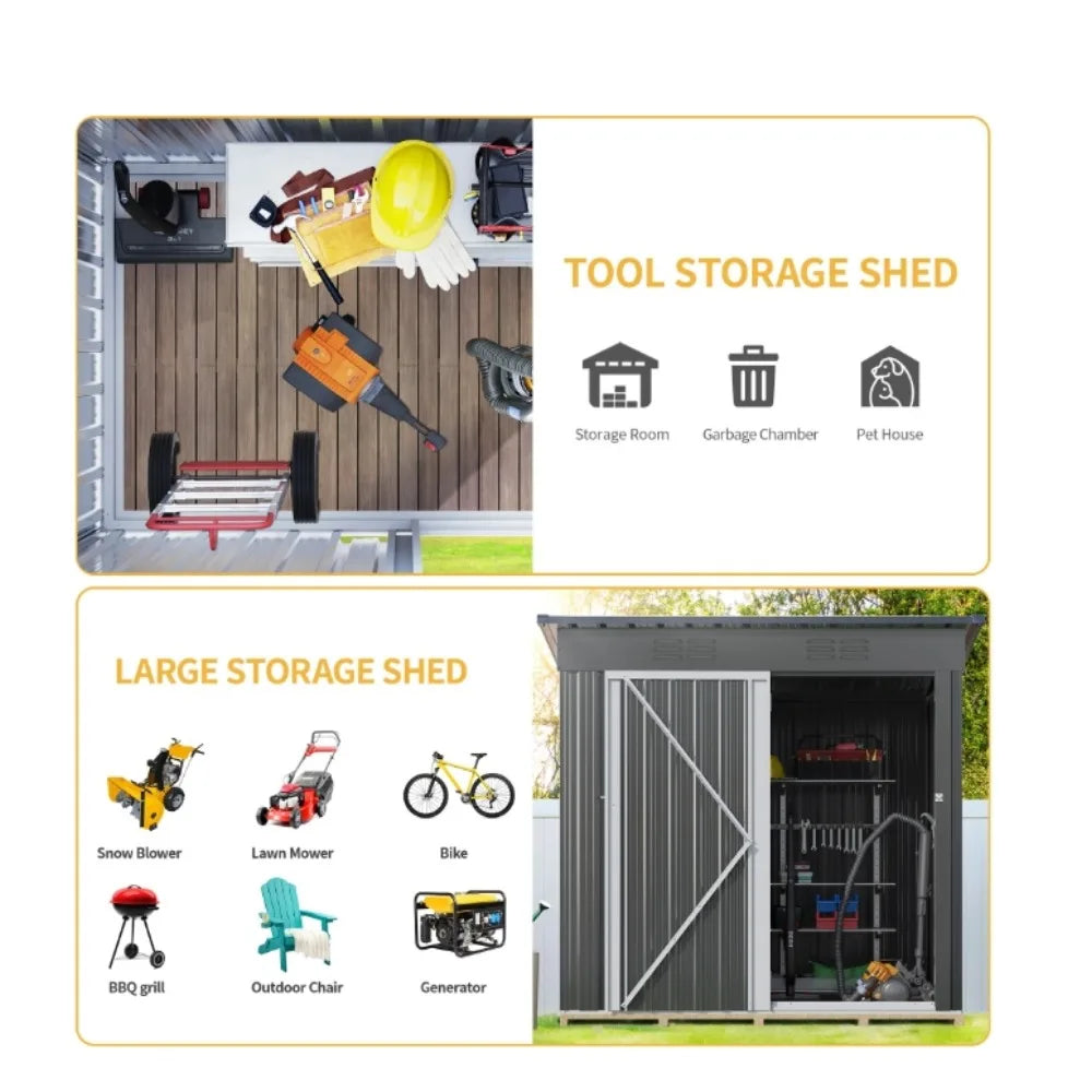 5X3 ft. Metal Storage Shed with Lockable Door & Air Vent,