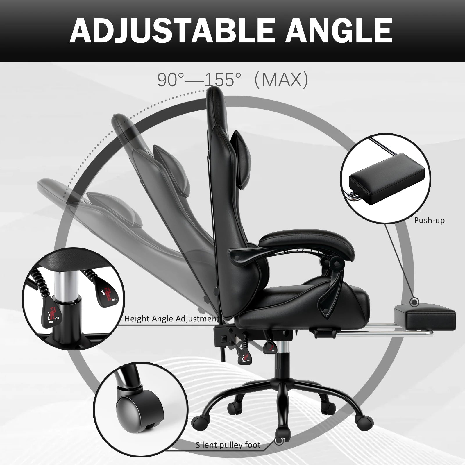 Ergonomic Reclining Racing Style Video Gaming Chair with Footrest.