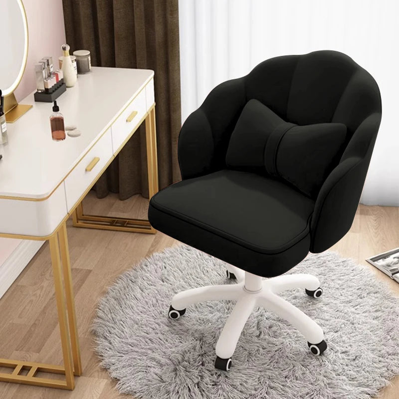 Velvet Petal or Butterfly Chair used as Vanity or Desk Chair with Bow Pillow. Various colors.