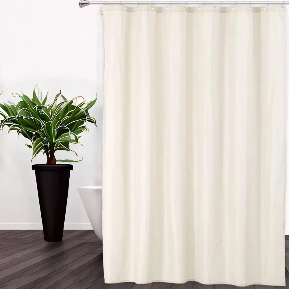 72 x 72 inch Ivory 100% Waterproof Fabric Shower Curtain Liner with Magnets.