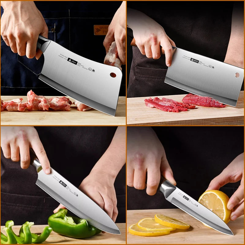 Professional 4-Piece Kitchen Knife Set with Cleaver,  Slicer, Chef Knife, and Paring knife