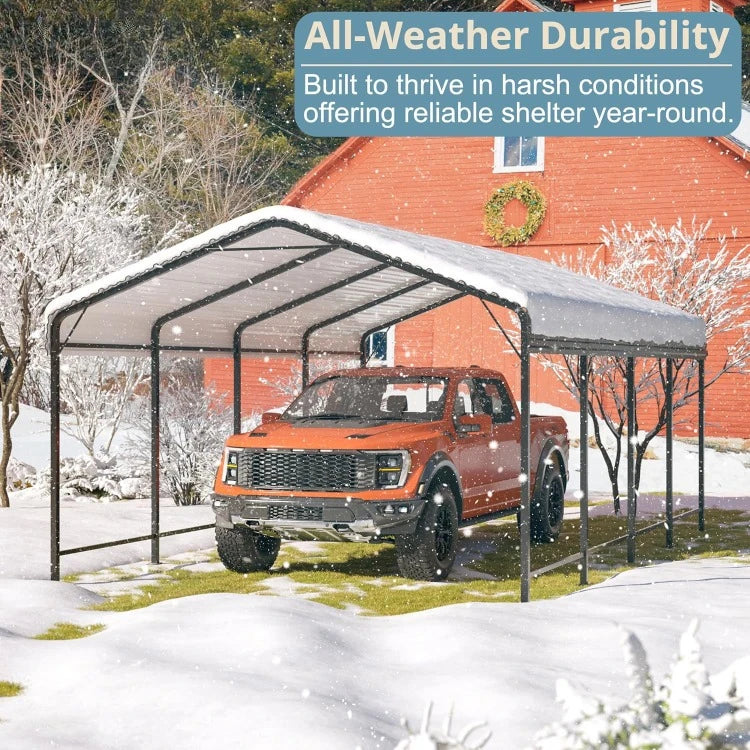 12x20 Ft. Heavy Duty Metal Outdoor Carport with Reinforced Base