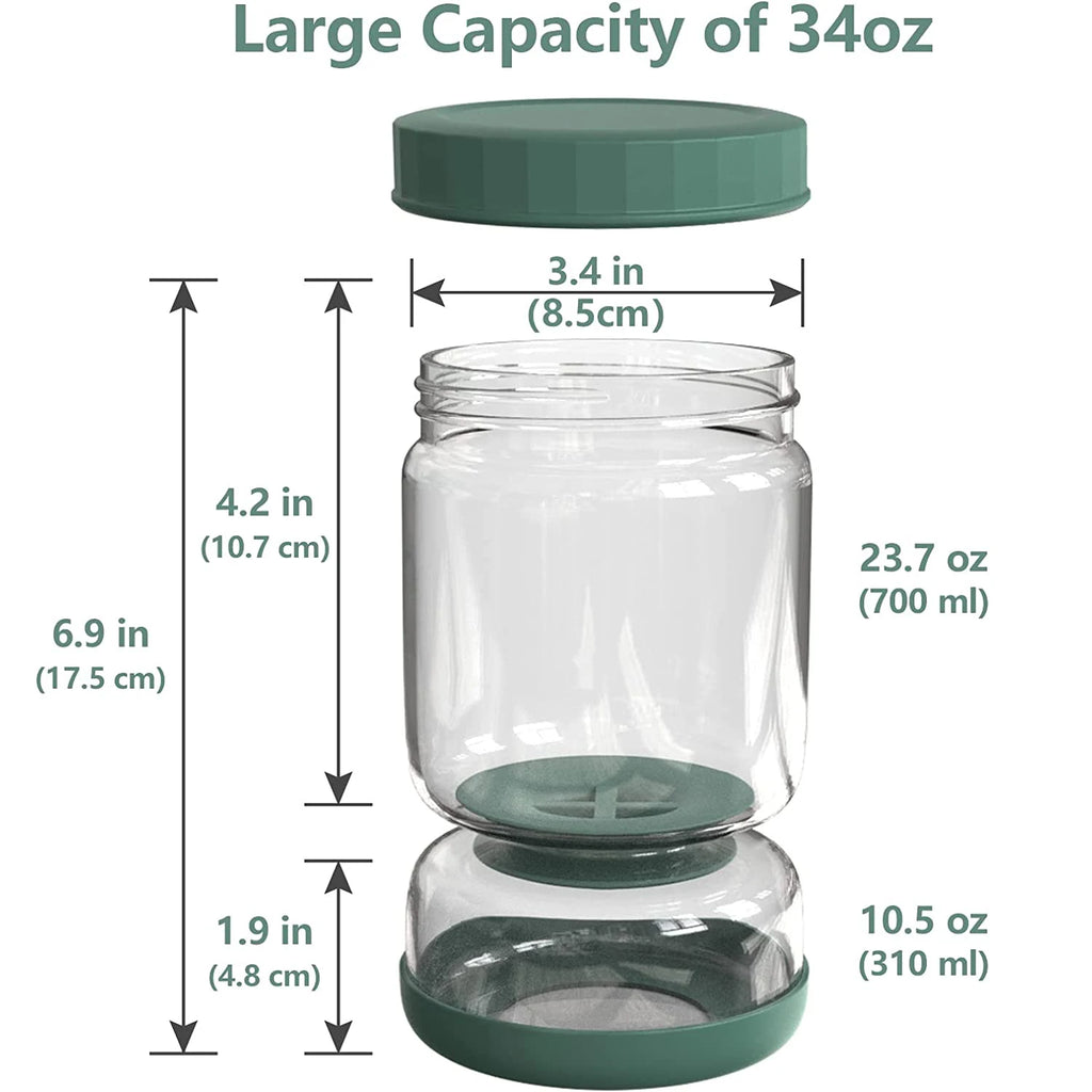 Hourglass Shaped Glass Flip Jar with Lids and Strainer for Food Storage.